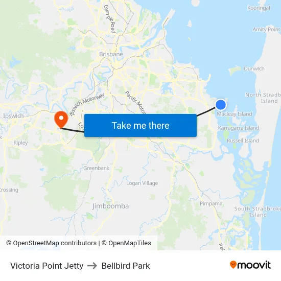 Victoria Point Jetty to Bellbird Park map