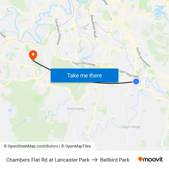 Chambers Flat Rd at Lancaster Park to Bellbird Park map