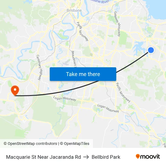 Macquarie St Near Jacaranda Rd to Bellbird Park map