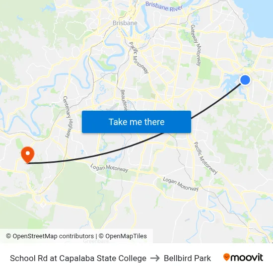 School Rd at Capalaba State College to Bellbird Park map