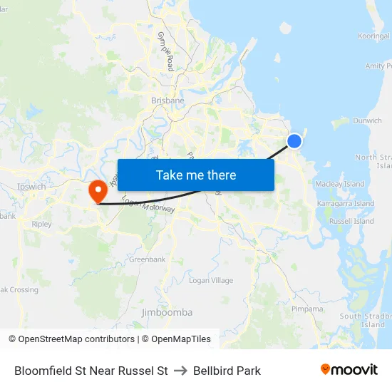 Bloomfield St Near Russel St to Bellbird Park map