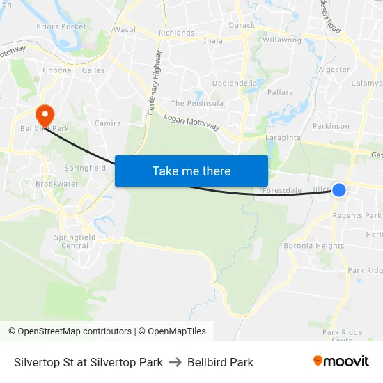 Silvertop St at Silvertop Park to Bellbird Park map