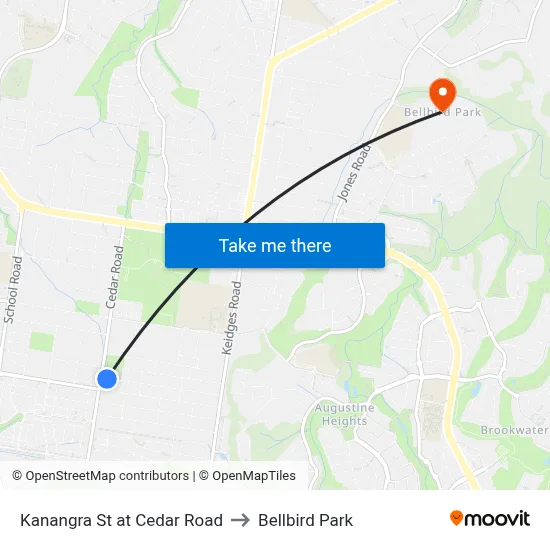 Kanangra St at Cedar Road to Bellbird Park map