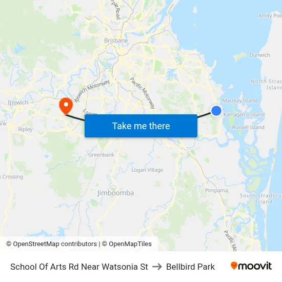 School Of Arts Rd Near Watsonia St to Bellbird Park map