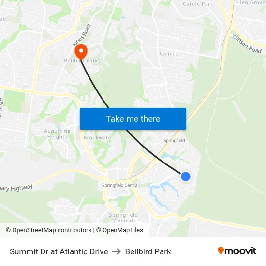 Summit Dr at Atlantic Drive to Bellbird Park map