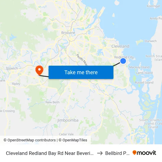 Cleveland Redland Bay Rd Near Beveridge Rd to Bellbird Park map