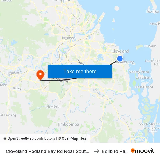Cleveland Redland Bay Rd Near South St to Bellbird Park map