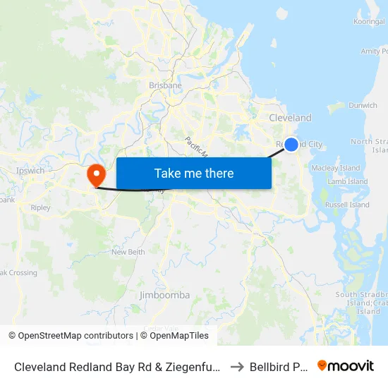 Cleveland Redland Bay Rd & Ziegenfusz Rd to Bellbird Park map