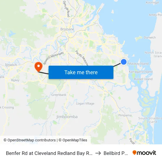 Benfer Rd at Cleveland Redland Bay Road to Bellbird Park map