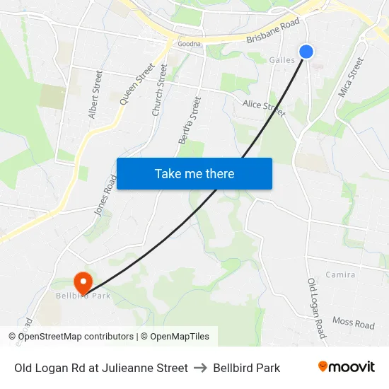 Old Logan Rd at Julieanne Street to Bellbird Park map