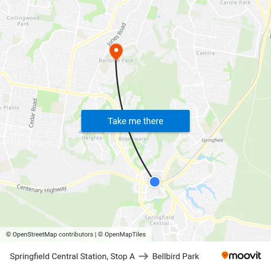Springfield Central Station, Stop A to Bellbird Park map