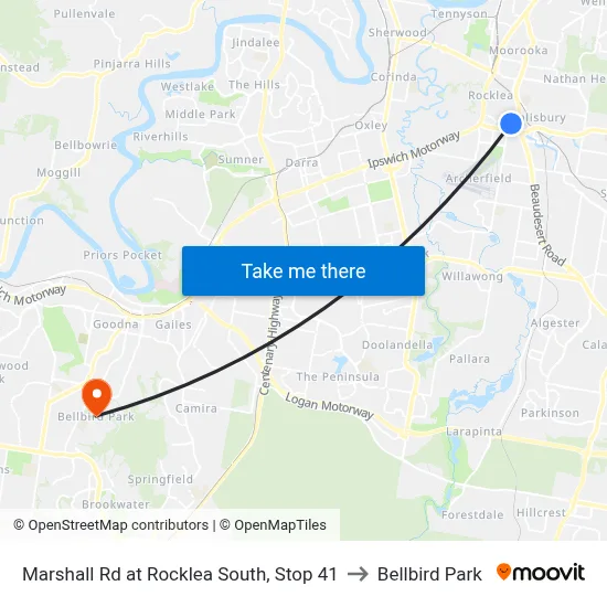 Marshall Rd at Rocklea South, Stop 41 to Bellbird Park map