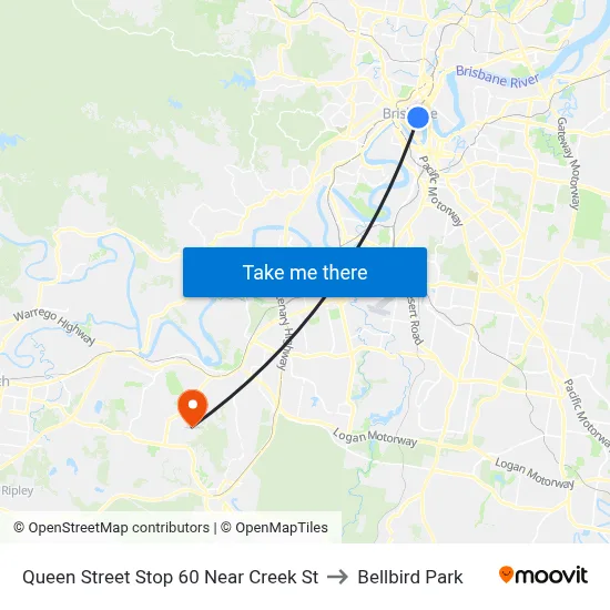 Queen Street Stop 60 Near Creek St to Bellbird Park map