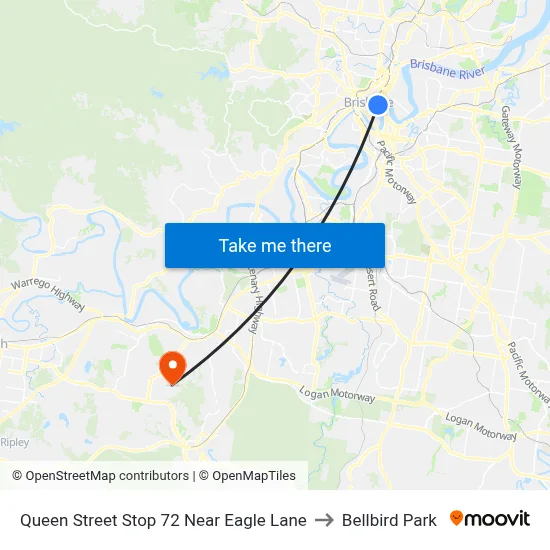 Queen Street Stop 72 Near Eagle Lane to Bellbird Park map