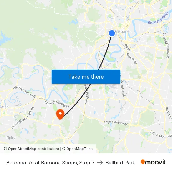 Baroona Rd at Baroona Shops, Stop 7 to Bellbird Park map