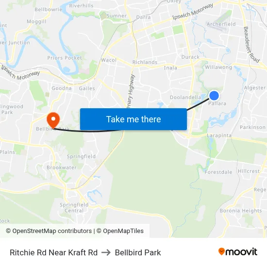 Ritchie Rd Near Kraft Rd to Bellbird Park map