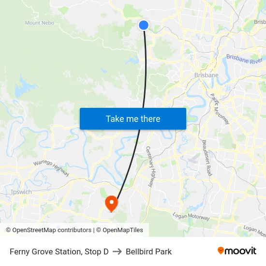 Ferny Grove Station, Stop D to Bellbird Park map