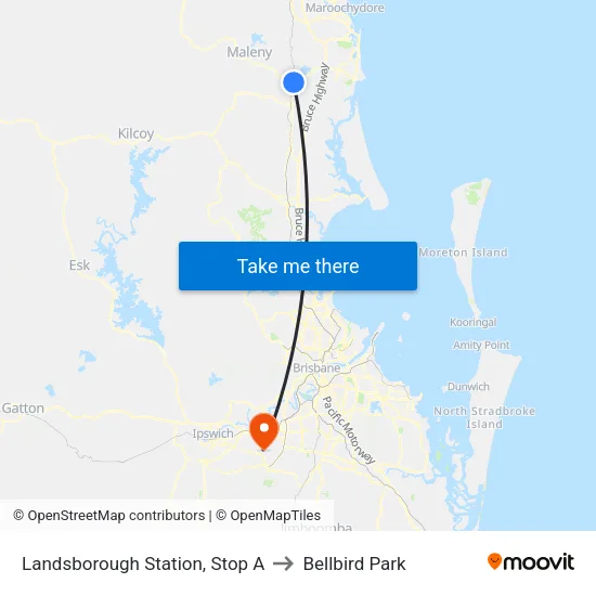 Landsborough Station, Stop A to Bellbird Park map