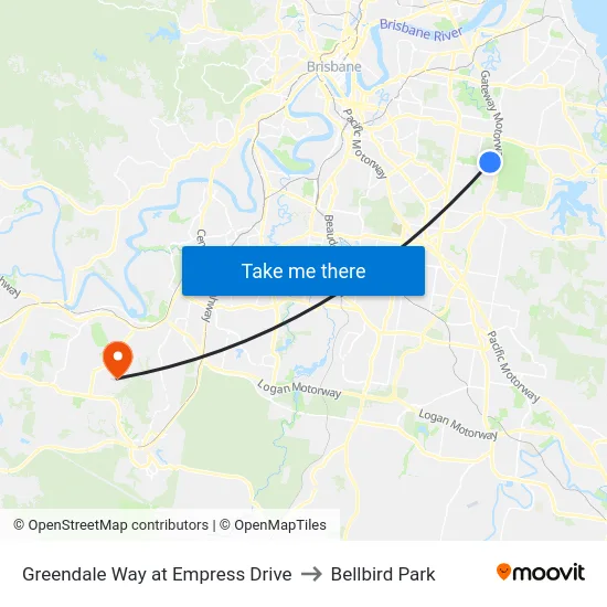 Greendale Way at Empress Drive to Bellbird Park map