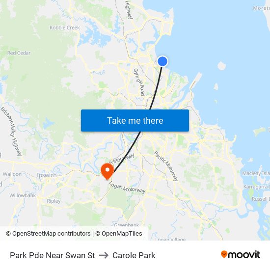 Park Pde Near Swan St to Carole Park map