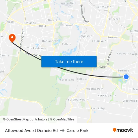Attewood Ave at Demeio Rd to Carole Park map