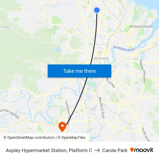 Aspley Hypermarket Station, Platform C to Carole Park map