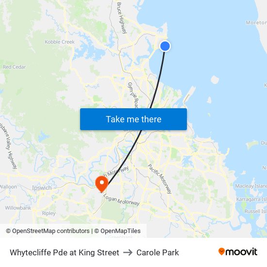 Whytecliffe Pde at King Street to Carole Park map