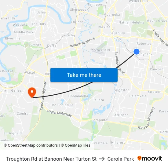 Troughton Rd at Banoon Near Turton St to Carole Park map