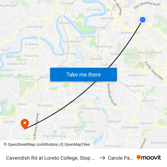 Cavendish Rd at Loreto College, Stop 35 to Carole Park map