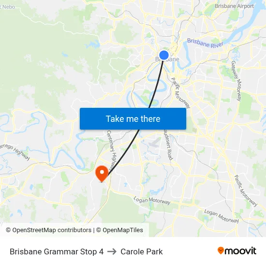 Brisbane Grammar Stop 4 to Carole Park map