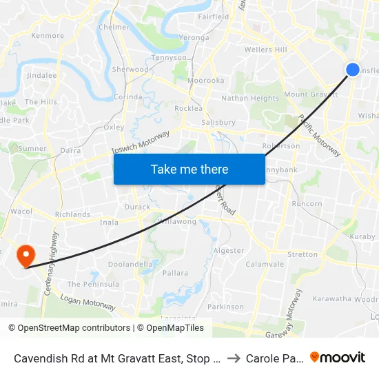 Cavendish Rd at Mt Gravatt East, Stop 60 to Carole Park map