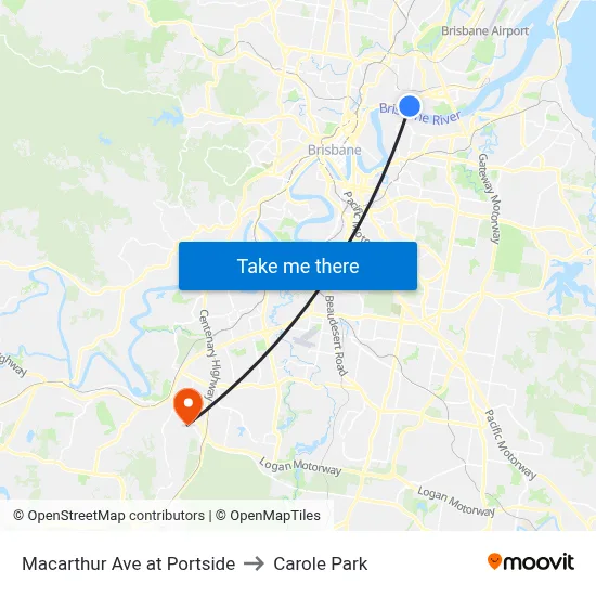 Macarthur Ave at Portside to Carole Park map