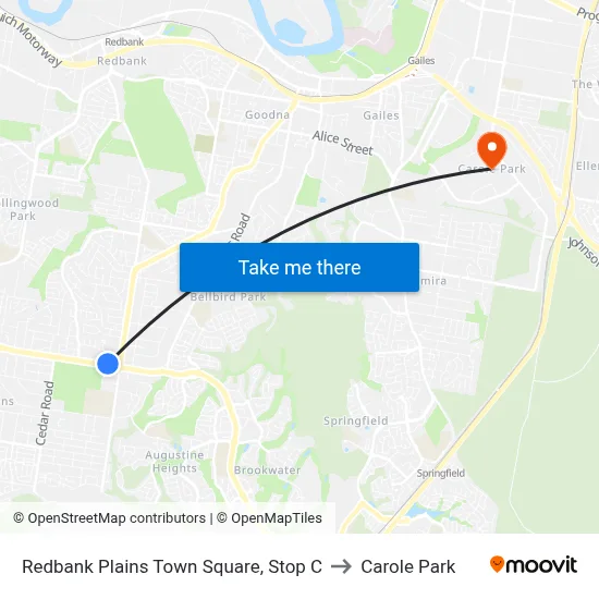 Redbank Plains Town Square, Stop C to Carole Park map