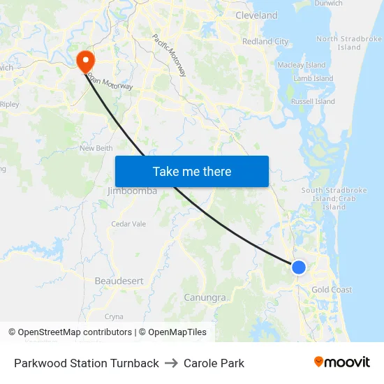 Parkwood Station Turnback to Carole Park map