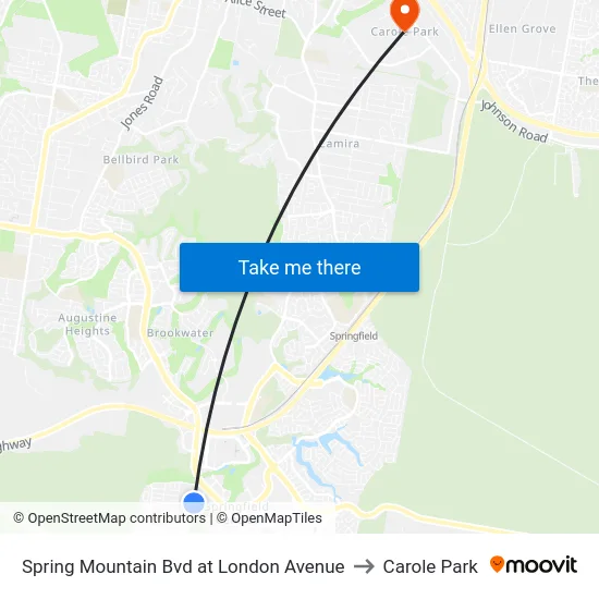 Spring Mountain Bvd at London Avenue to Carole Park map