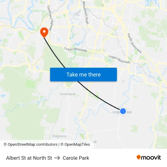 Albert St at Logan Village to Carole Park map