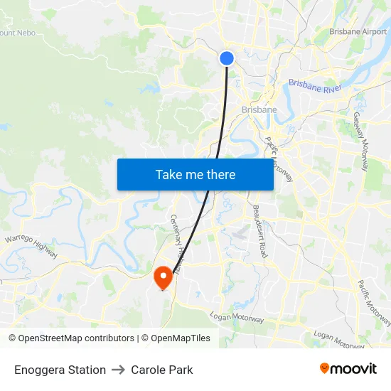 Enoggera Station to Carole Park map
