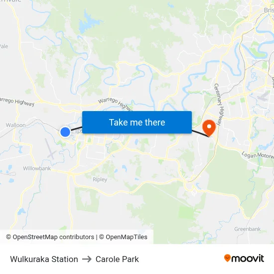 Wulkuraka Station to Carole Park map