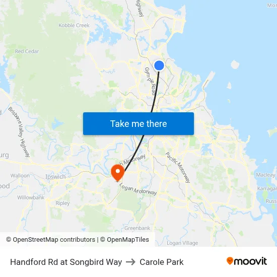Handford Rd at Songbird Way to Carole Park map