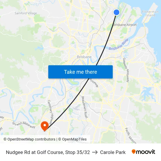 Nudgee Rd at Golf Course, Stop 35/32 to Carole Park map