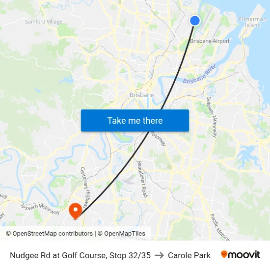 Nudgee Rd at Golf Course, Stop 32/35 to Carole Park map