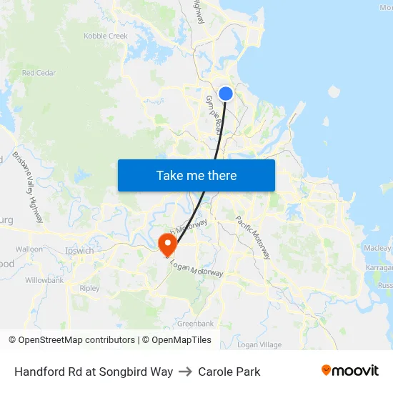 Handford Rd at Songbird Way to Carole Park map