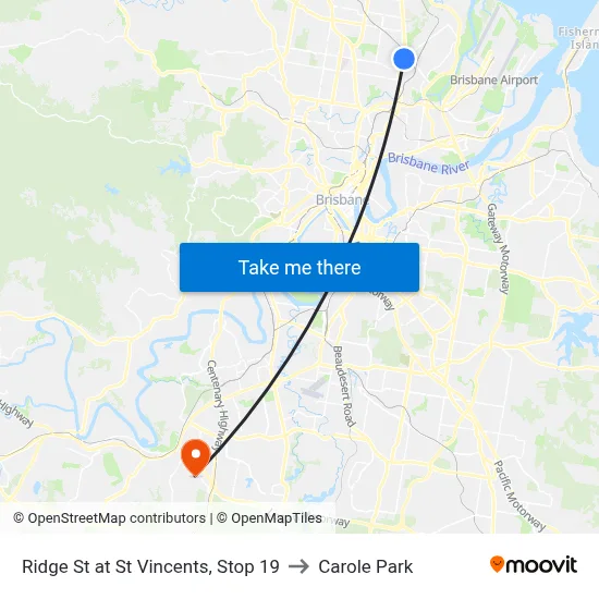 Ridge St at St Vincents, Stop 19 to Carole Park map