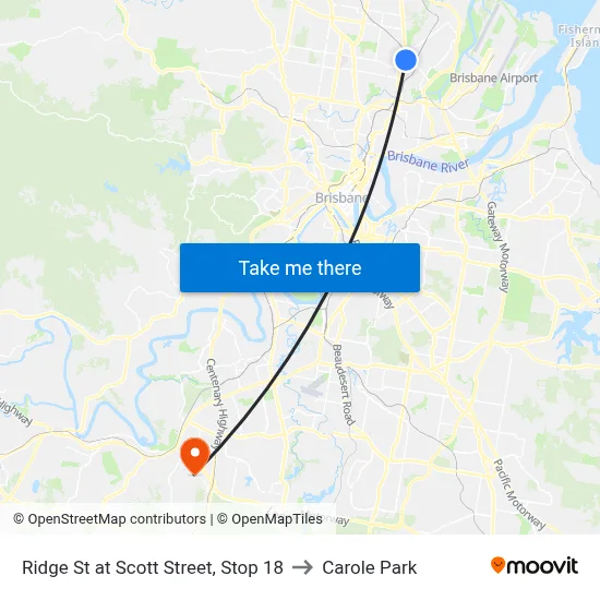 Ridge St at Scott Street, Stop 18 to Carole Park map