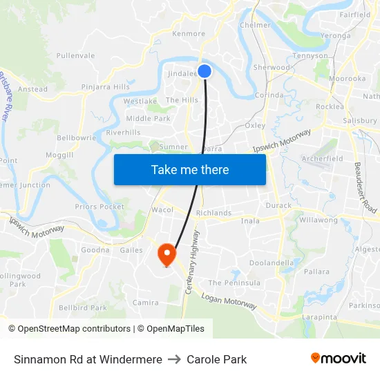 Sinnamon Rd at Windermere to Carole Park map