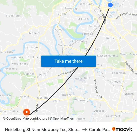 Heidelberg St Near Mowbray Tce, Stop 14 to Carole Park map