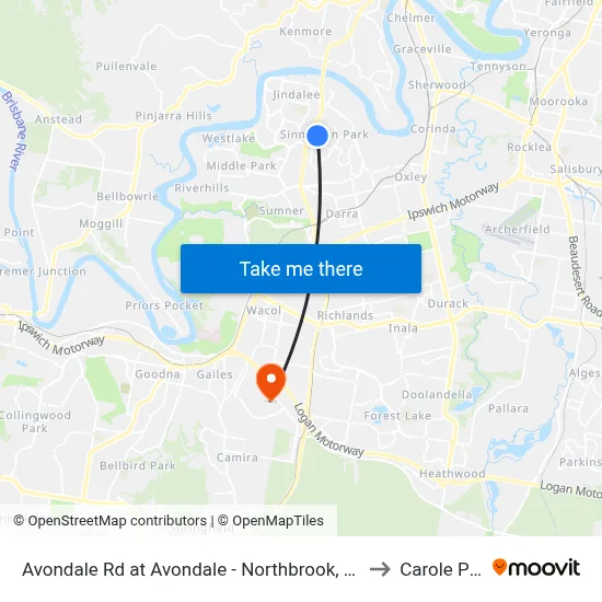 Avondale Rd at Avondale - Northbrook, Stop 60 to Carole Park map