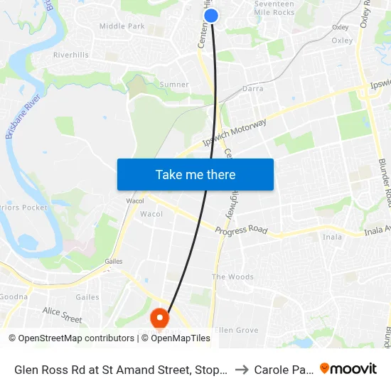 Glen Ross Rd at St Amand Street, Stop 53 to Carole Park map
