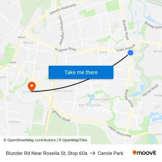 Blunder Rd Near Rosella St, Stop 60a to Carole Park map