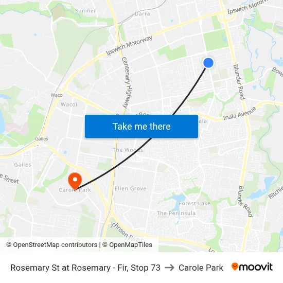 Rosemary St at Rosemary - Fir, Stop 73 to Carole Park map